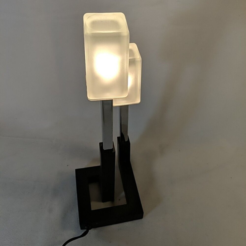IKEA Korsby Table Lamp 2 Light Black Postmodern Industrial Accent Rectangles HTF - Picture 6 of 14